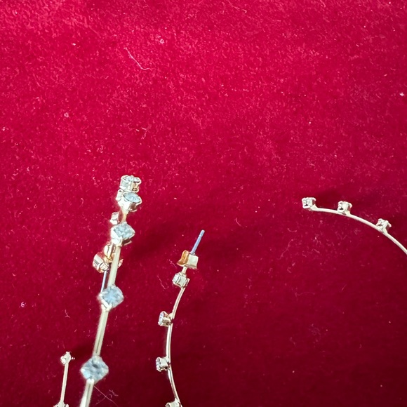 Rhinestone Hoop Earrings in Gold - Picture 3 of 3